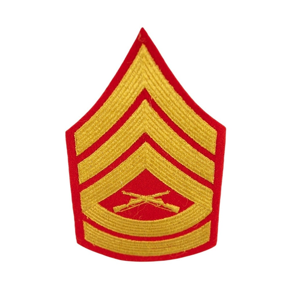 USMC Gunnery Sergeant Rank Insignia Patch Red Gold US Marine Corps Excellent